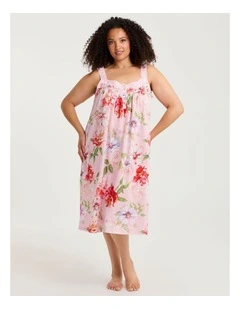 Cotton Floral Lace Trim Nightie Print