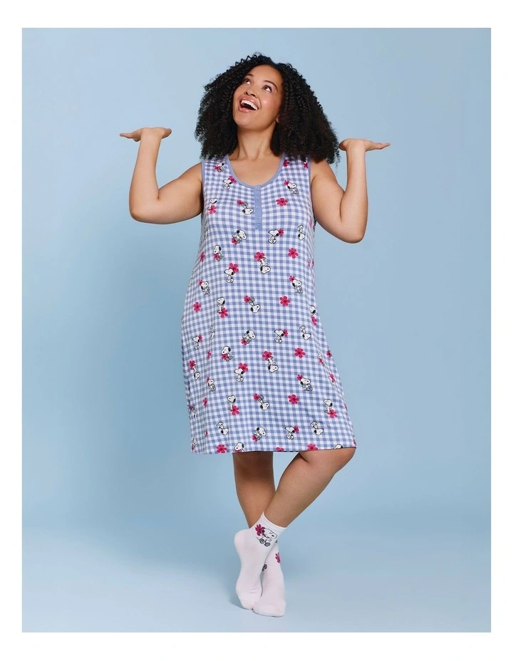 Snoopy Gingham Nightie Print image 6