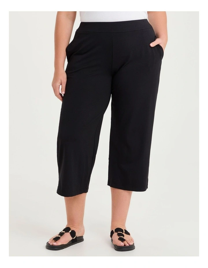 Pima Cotton Culotte Pant Black image 3