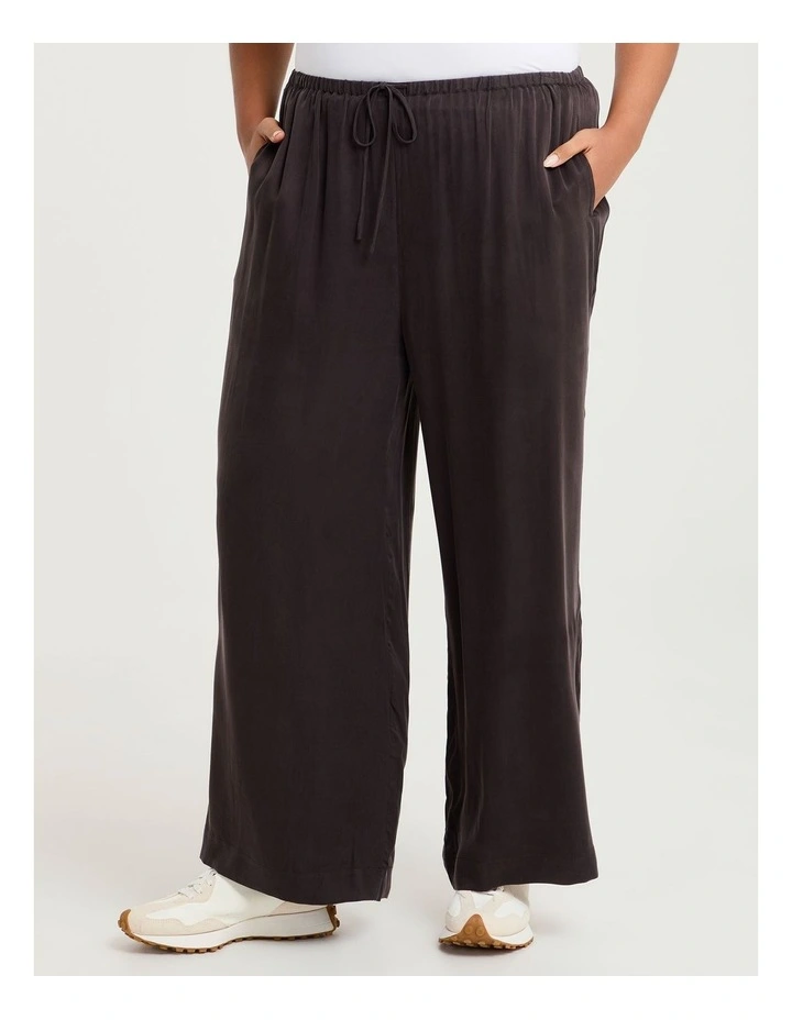 Cupro Relaxed Drawstring Pant Chocolate image 3
