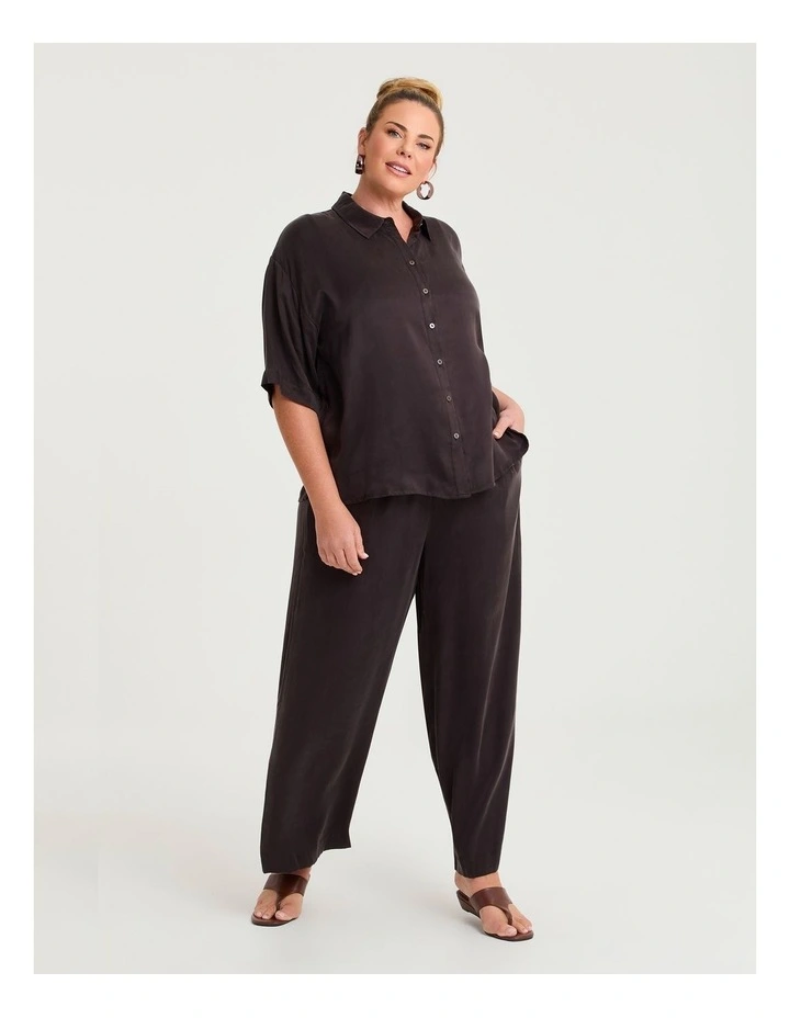 Cupro Relaxed Drawstring Pant Chocolate image 4