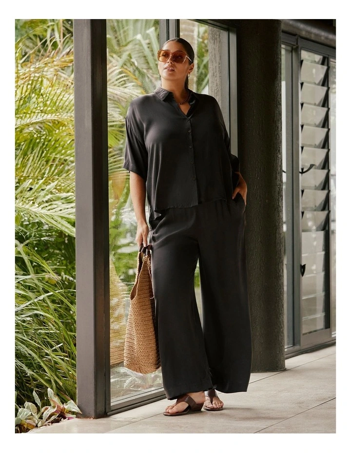 Cupro Relaxed Drawstring Pant Chocolate image 5
