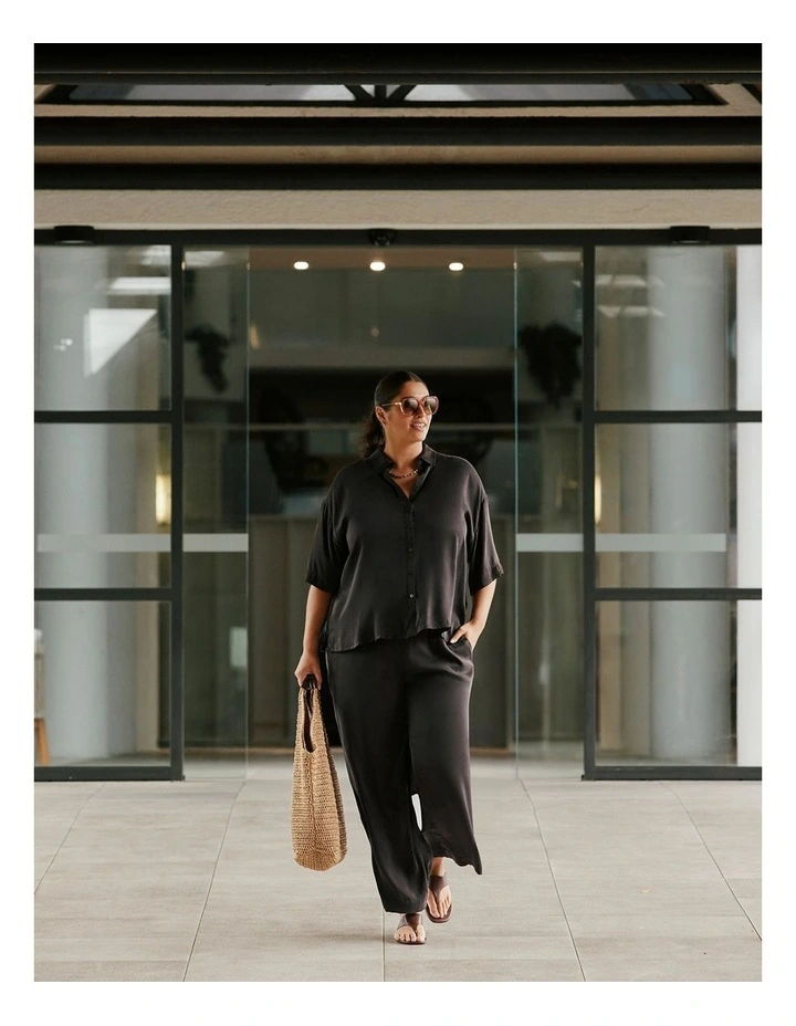 Cupro Relaxed Drawstring Pant Chocolate image 6