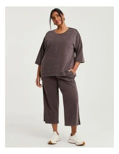 Cotton Tape Crop Pant Chocolate