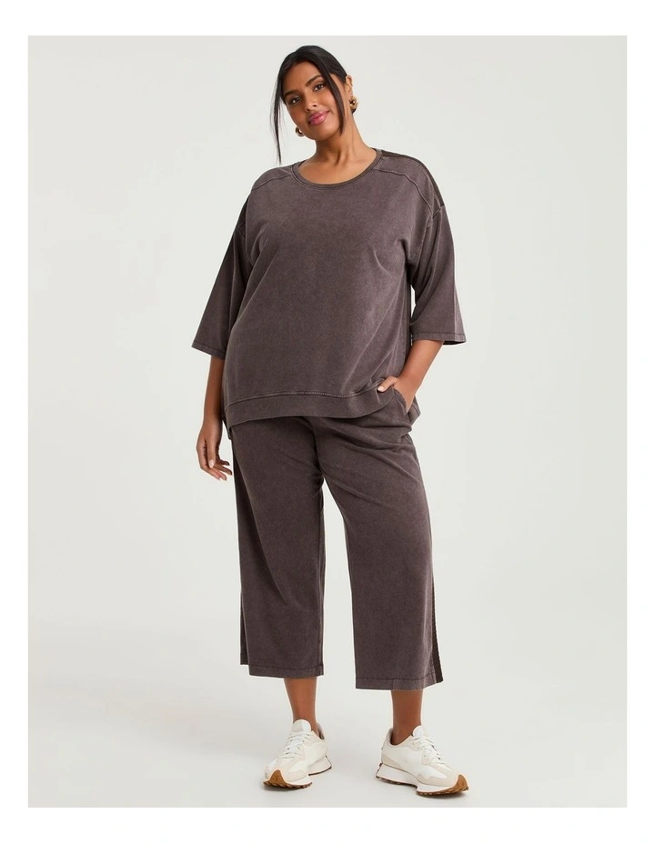Cotton Tape Crop Pant Chocolate image 1
