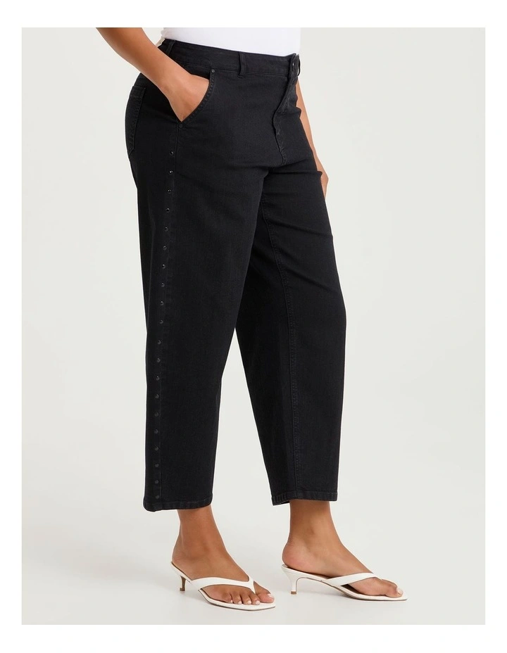 Studded Barrel Leg Jean Black image 3