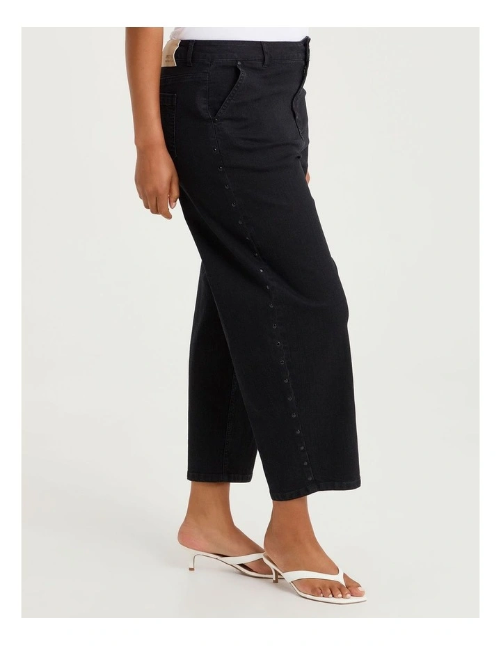 Studded Barrel Leg Jean Black image 4