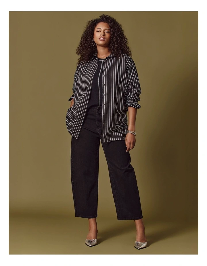 Studded Barrel Leg Jean Black image 6