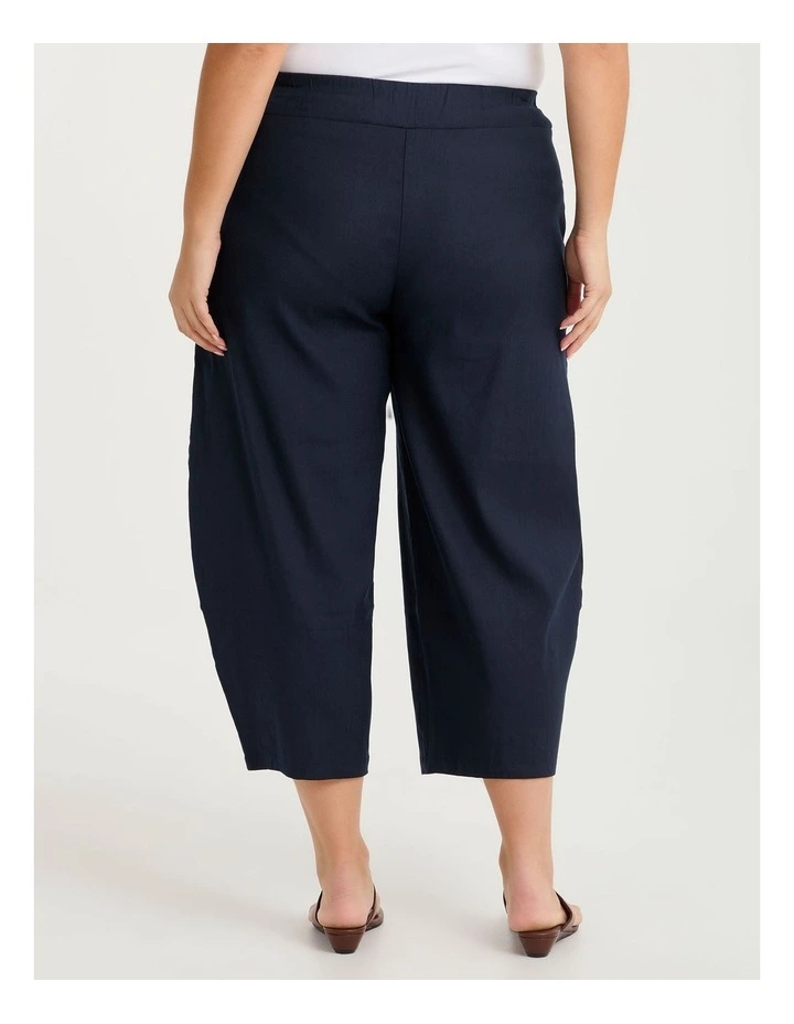 Stretch Linen Lantern Crop Pant Dark Indigo image 2