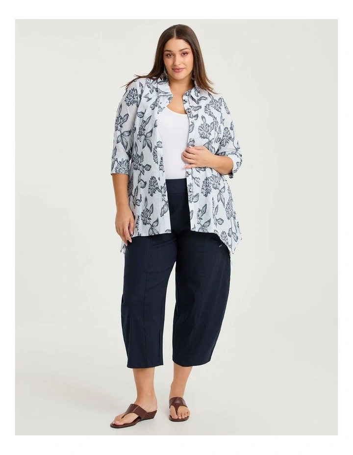Stretch Linen Lantern Crop Pant Dark Indigo image 4