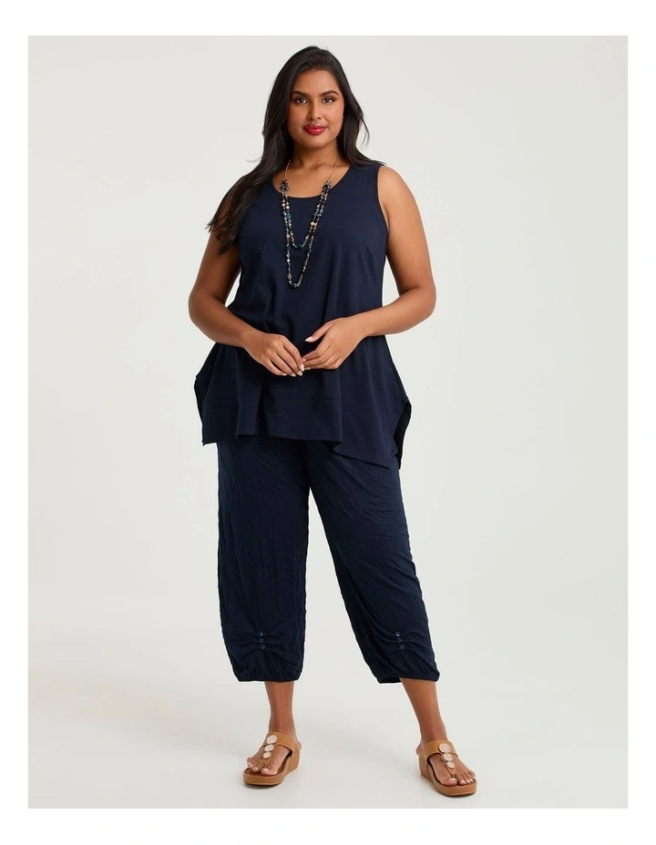 Crush Tuck Lantern Crop Pant Dark Indigo image 1