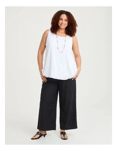 Cotton Linen Wide Leg Pant Black