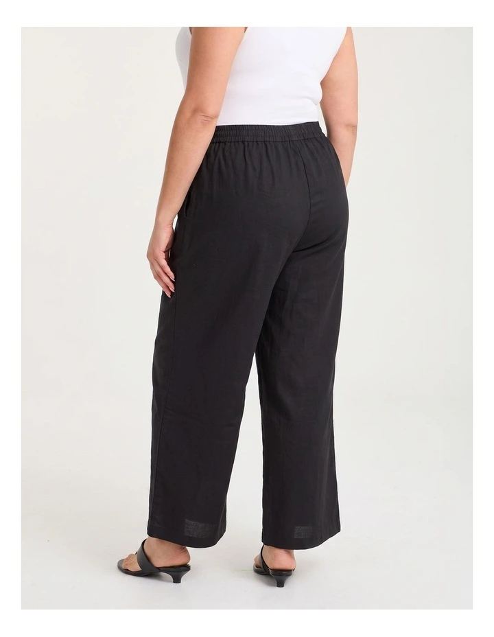 Cotton Linen Wide Leg Pant Black image 2