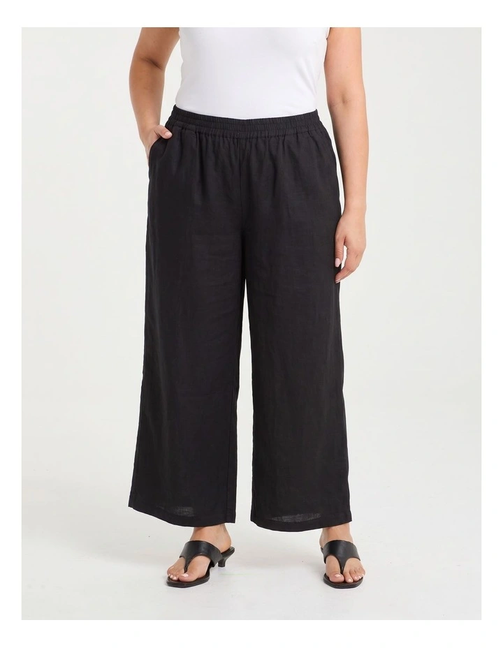 Cotton Linen Wide Leg Pant Black image 3