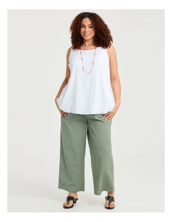 Cotton Linen Wide Leg Pant Light Khaki image 1