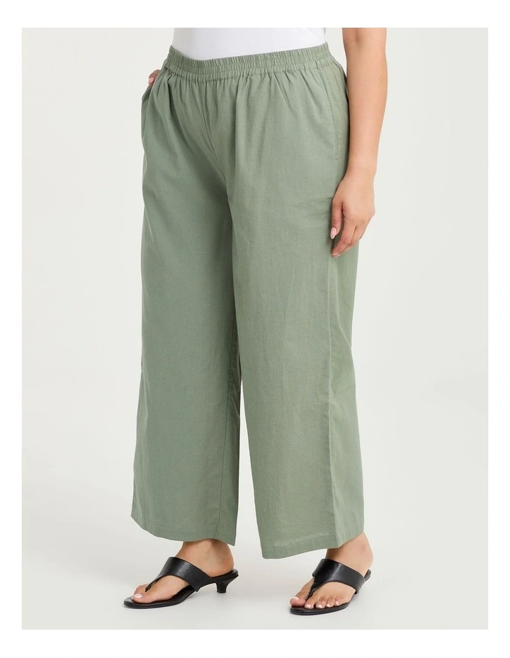 Cotton Linen Wide Leg Pant Light Khaki image 3