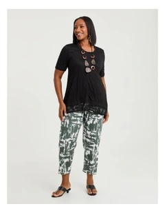 Linen Blend Drift Lantern Pant Print