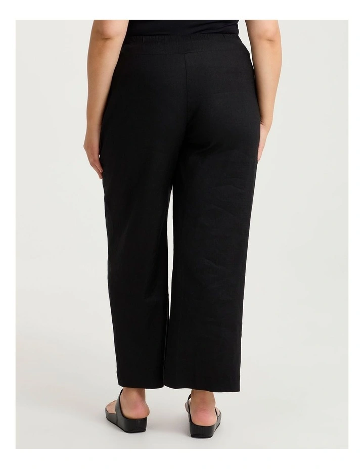 Stretch Linen Relaxed Wide Leg Pant Black image 2