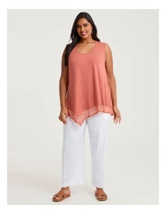 Stretch Linen Relaxed Wide Leg Pant White