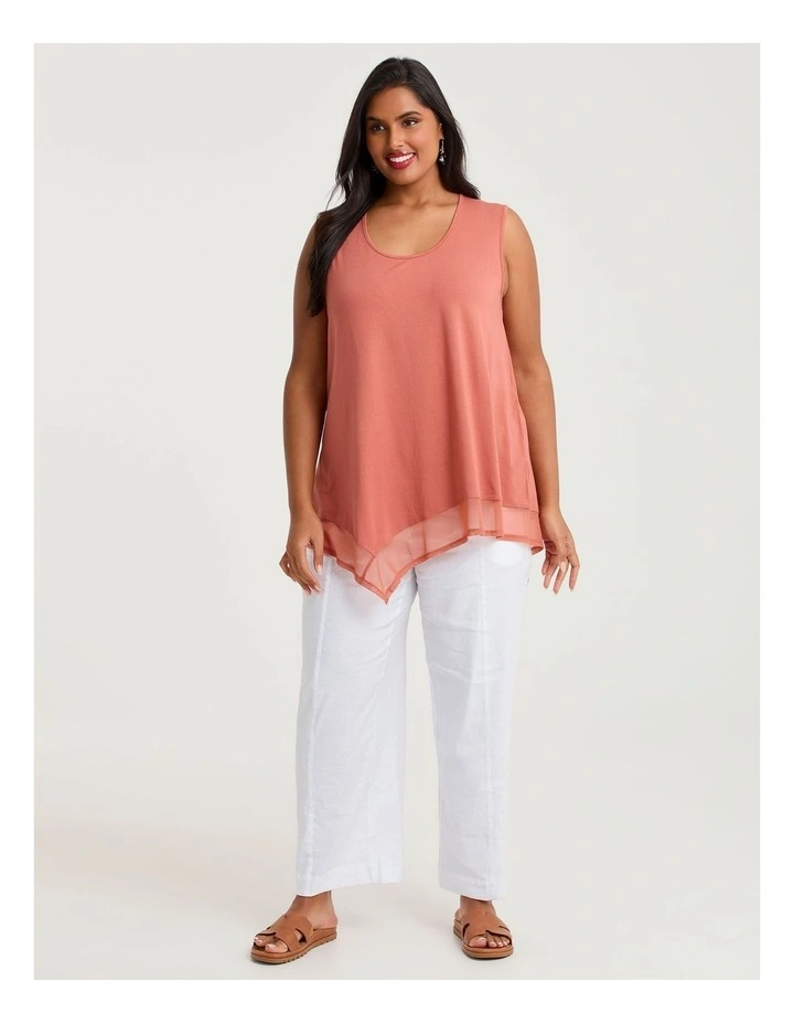 Stretch Linen Relaxed Wide Leg Pant White image 1