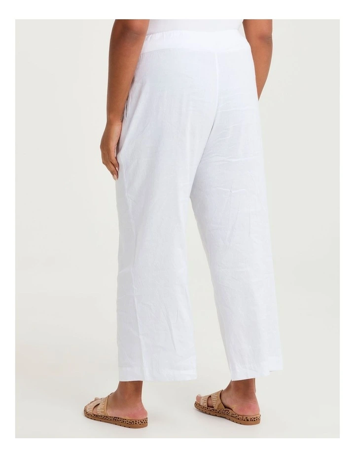 Stretch Linen Relaxed Wide Leg Pant White image 2