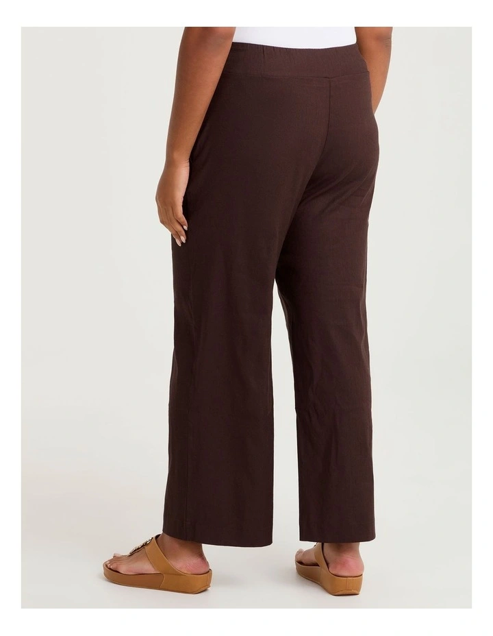 Stretch Linen Relaxed Wide Leg Pant Chocolate Fudge image 2