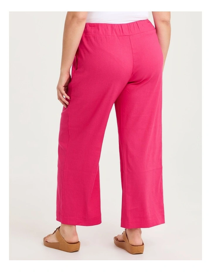 Stretch Linen Relaxed Wide Leg Pant Guava image 2