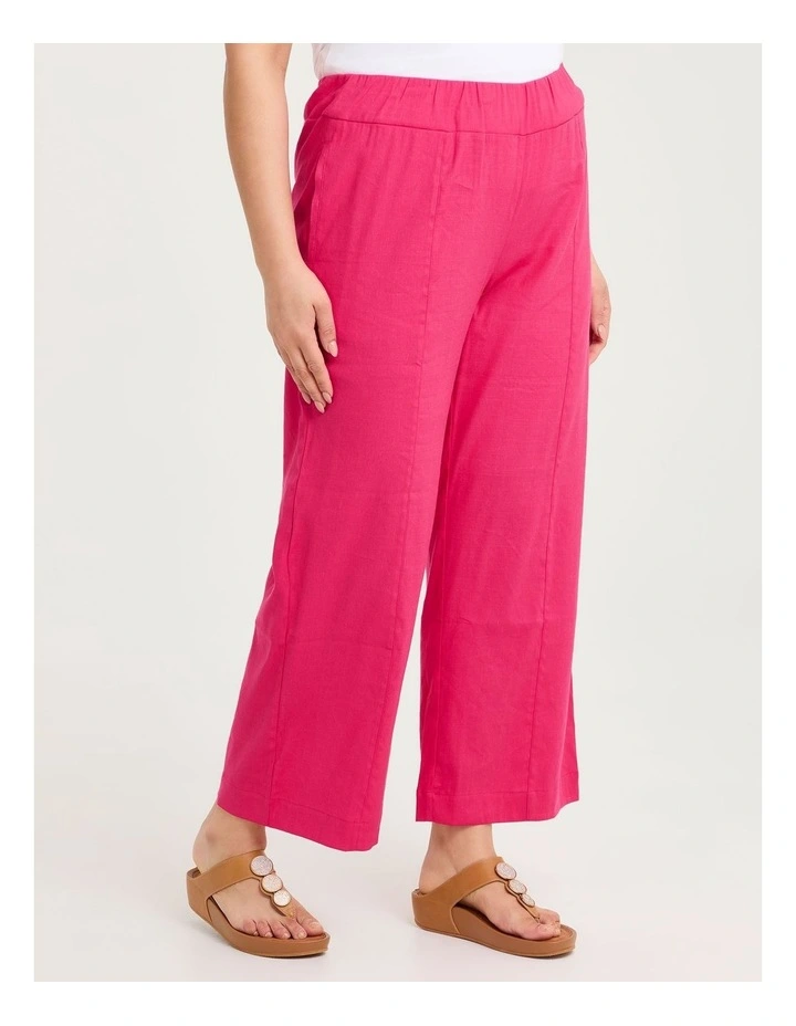 Stretch Linen Relaxed Wide Leg Pant Guava image 3