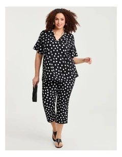 Natural Polka Dot Capri Crop Pant Print