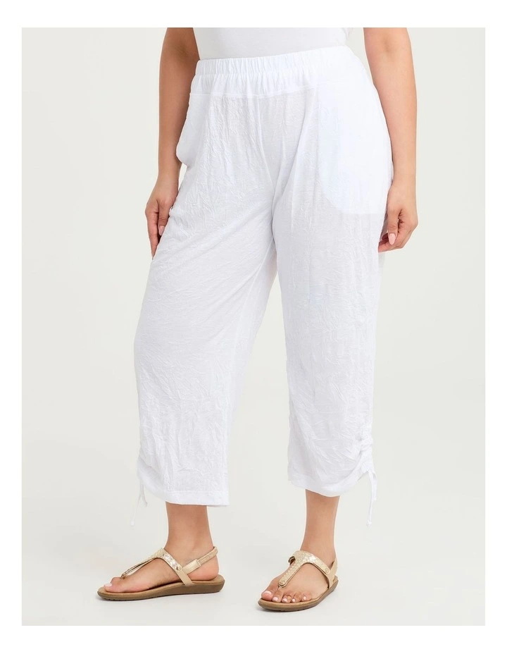 Crush Side Tie Crop Pant White image 3