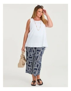 Linen Blend Cassie Geo Crop Print