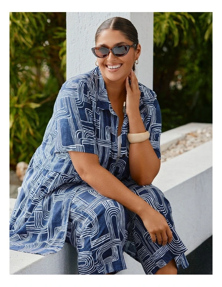 Linen Blend Cassie Geo Crop Print image 5