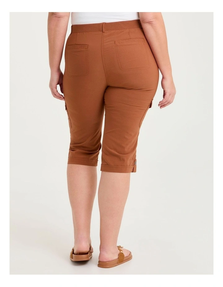 Castaway Rib Cargo Crop Pant Rust image 2
