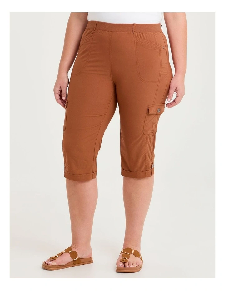 Castaway Rib Cargo Crop Pant Rust image 3