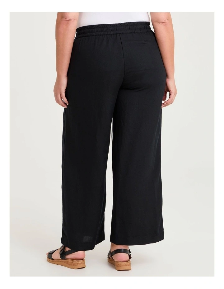 Linen Blend Seam Detail Pant Black image 2