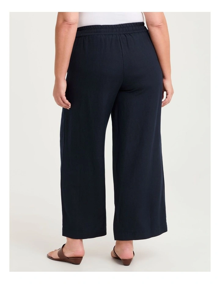 Linen Blend Seam Detail Pant Navy image 2