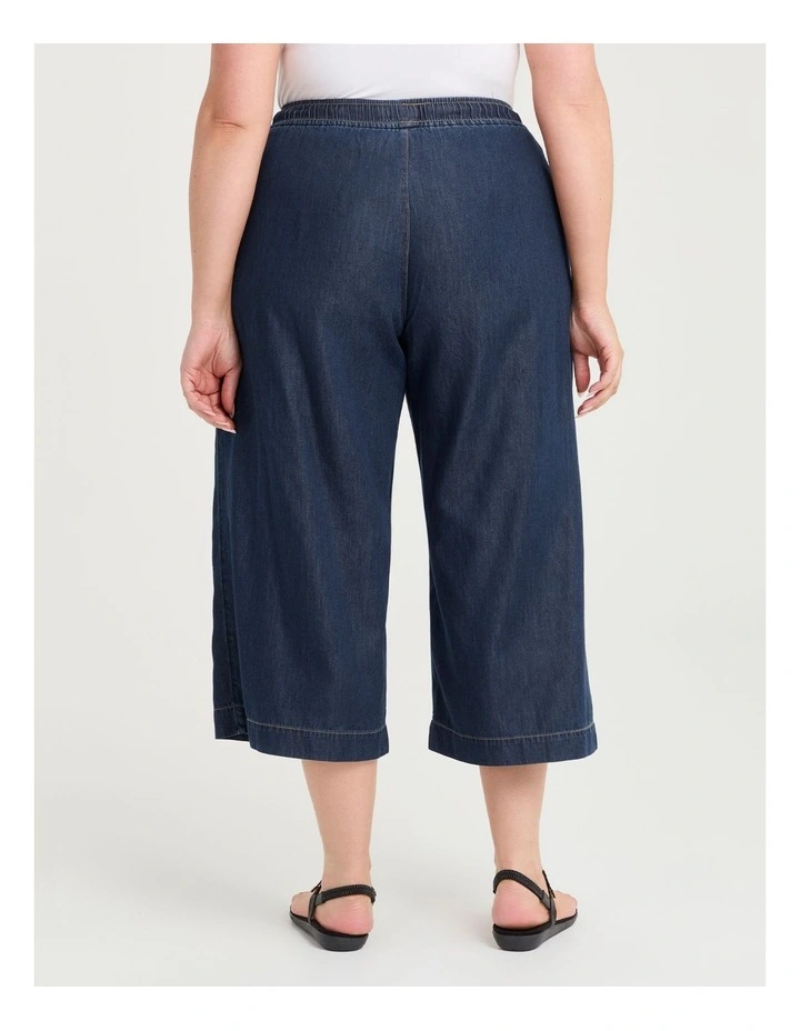 Cotton Lyocell Wide Leg Crop Pant Dark Ink Wash image 2