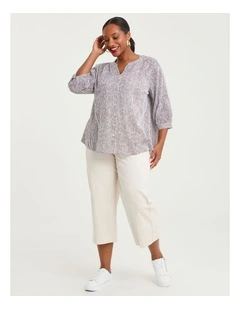 Cotton Wide Leg Chino Crop Pant Parchment