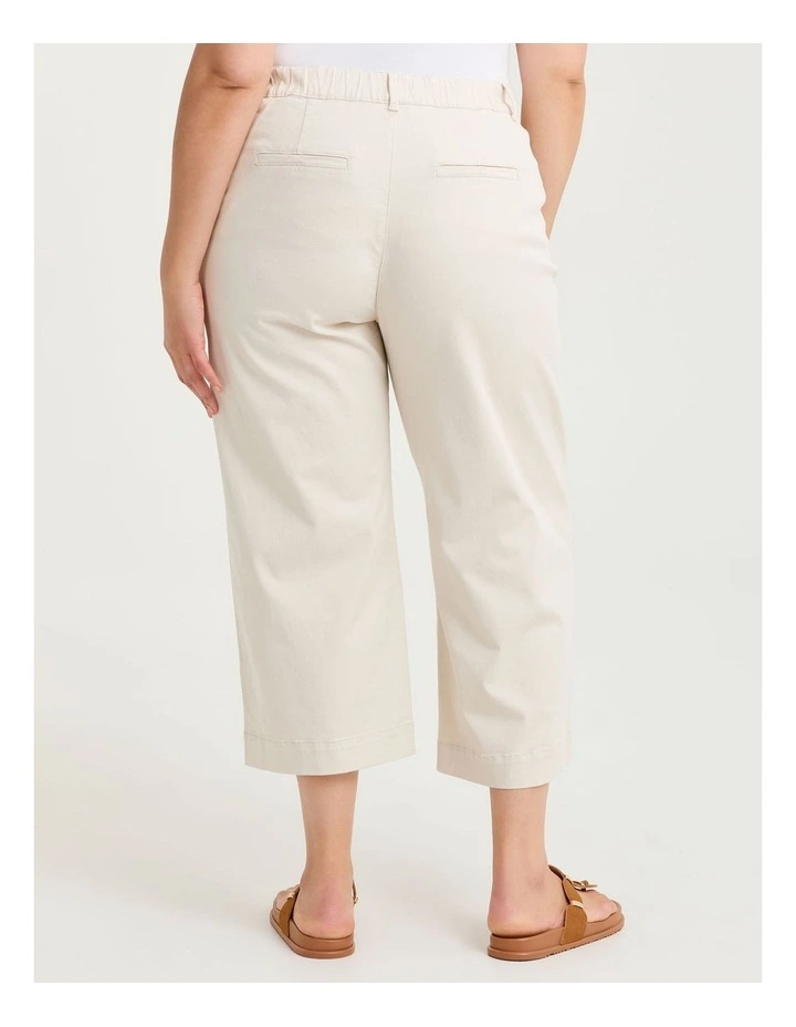 Cotton Wide Leg Chino Crop Pant Parchment image 2