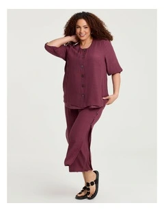 Natural Tiered Wide Leg Crop Pant in Beetroot