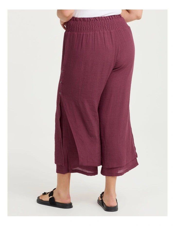 Natural Tiered Wide Leg Crop Pant in Beetroot image 2
