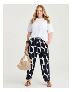 Natural Monochrome Wide Leg Pant Navy/white