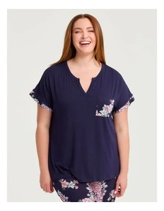 Bamboo Soft Bloom Pyjama Top Navy