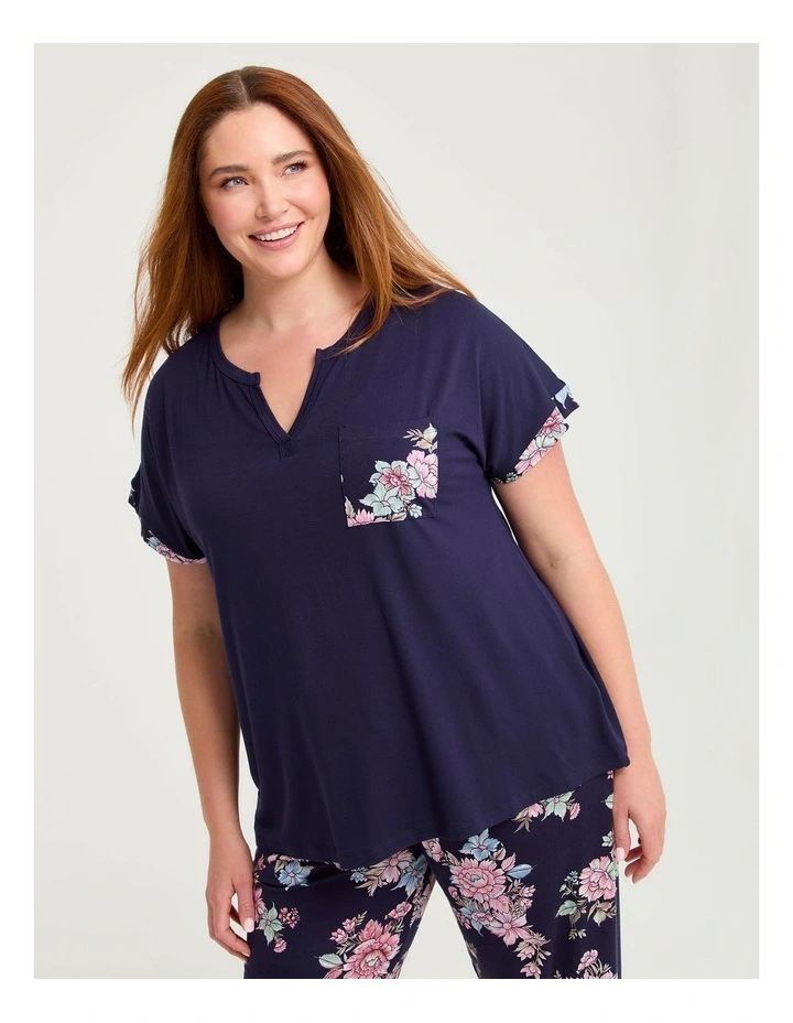 Bamboo Soft Bloom Pyjama Top Navy image 3