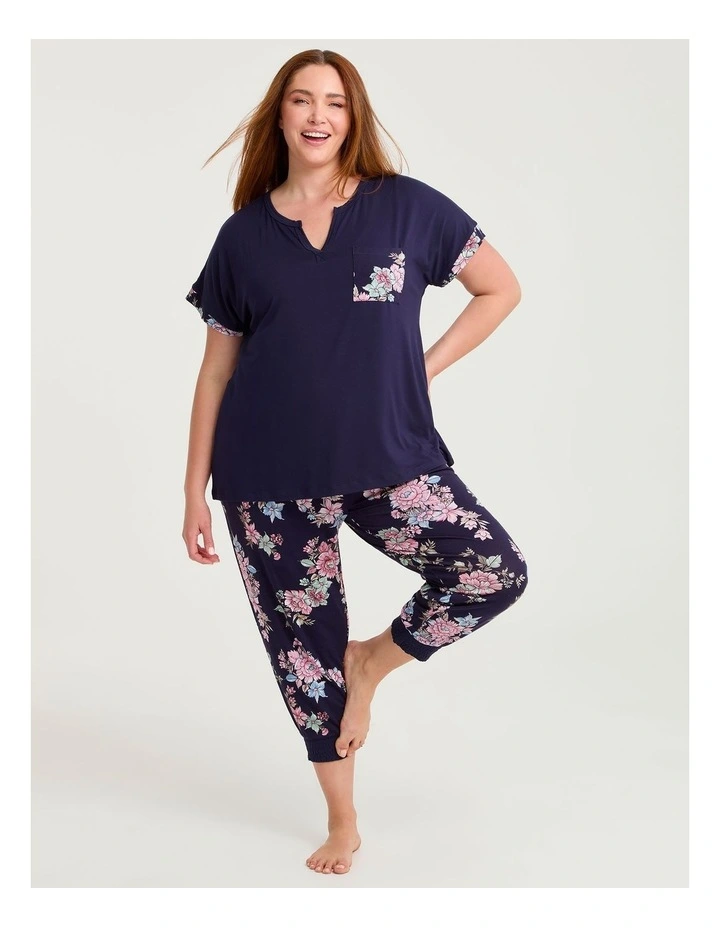 Bamboo Soft Bloom Pyjama Top Navy image 4