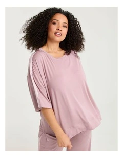 Micro Modal Satin Trim Pyjama Top Smoke Pink