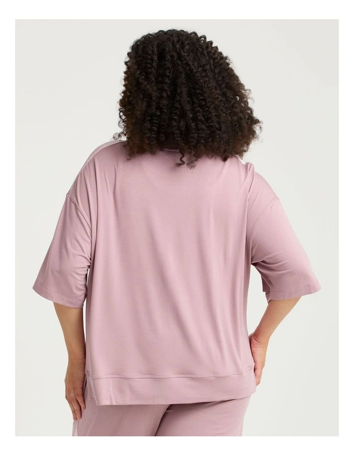 Micro Modal Satin Trim Pyjama Top Smoke Pink image 2