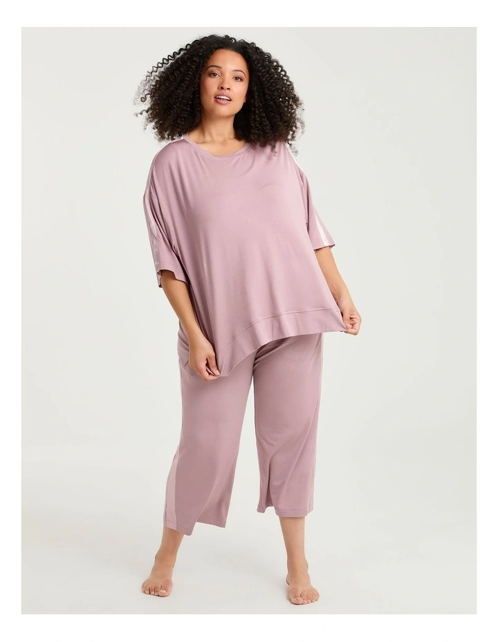 Micro Modal Satin Trim Pyjama Top Smoke Pink image 4