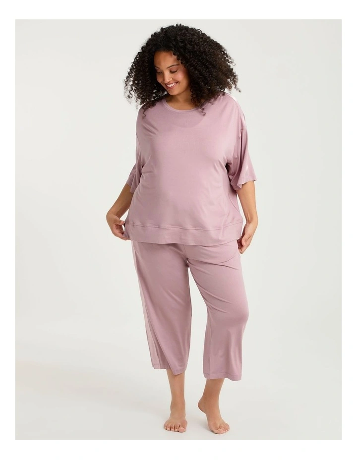 Micro Modal Satin Trim Pyjama Top Smoke Pink image 5