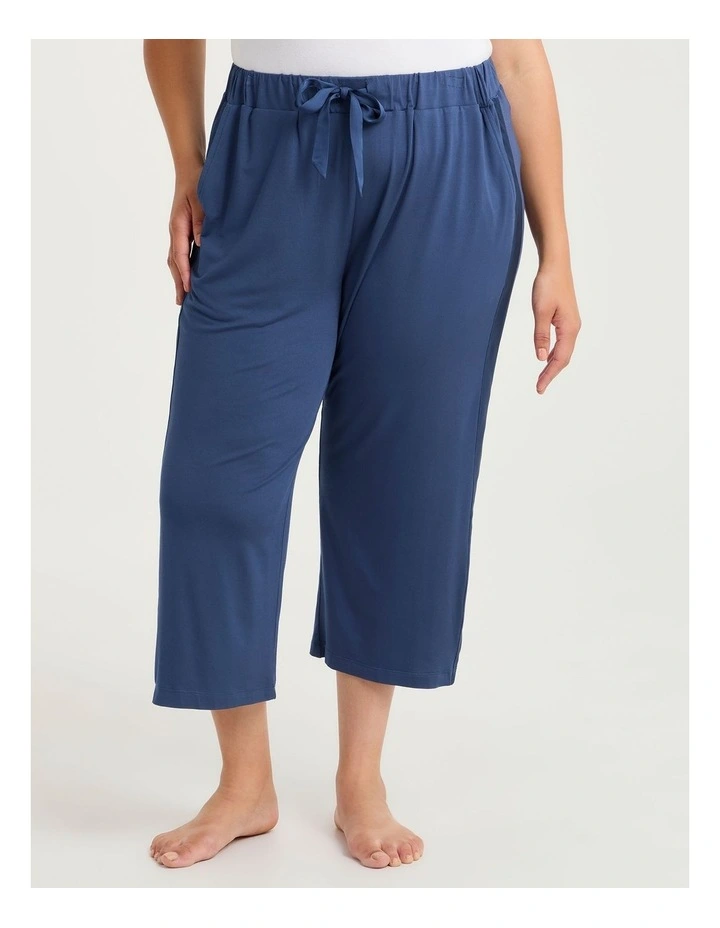Micro Modal Satin Trim Pj 3/4 Pant Sailor Blue image 3